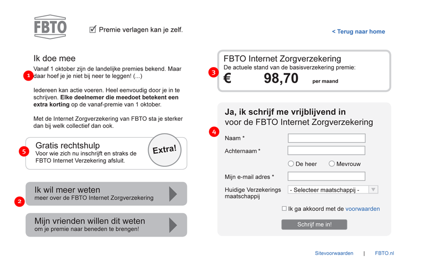 FBTO zorgverzekering - subscribe - interaction design