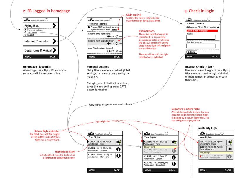 KLM Mobile internet check-in - interaction design